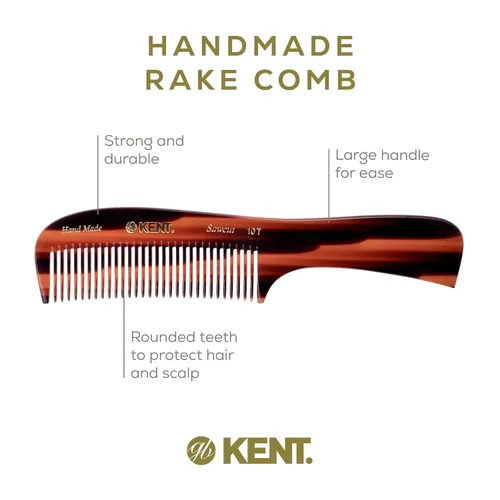 Miniatura 4 de Kent 10T Peine grande desenredante, peine de dientes anchos hecho a mano para cabello rizado, peines desenredantes para cabello húmedo y seco