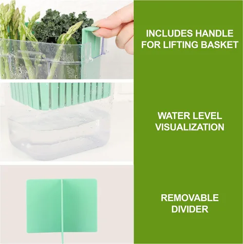 Miniatura 5 de Paquete de 2 conservadores de hierbas frescas para refrigerador, protector de hierbas transparente sin BPA, contenedor de almacenamiento