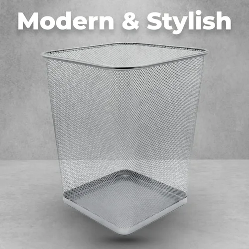 Miniatura 7 de Greenco Cubo de basura cuadrado de malla, 6 galones, 2 unidades (plateado), cubos de basura ligeros para dormitorio, cocina, dormitorio, papelera