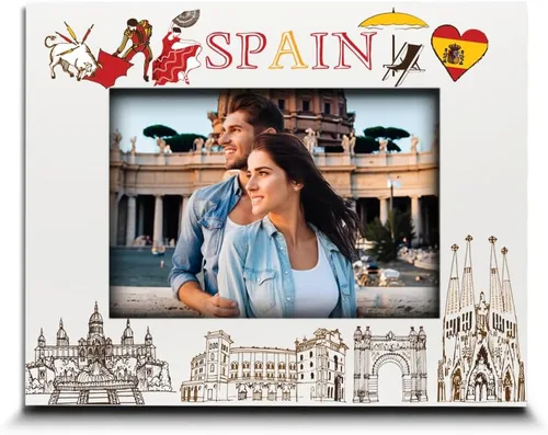 BELLA BUSTA -Marco de fotos de España-Boda, Luna de Miel, Vacaciones, Aventuras en España - Juego de Diseño de Símbolos Temáticos de España con