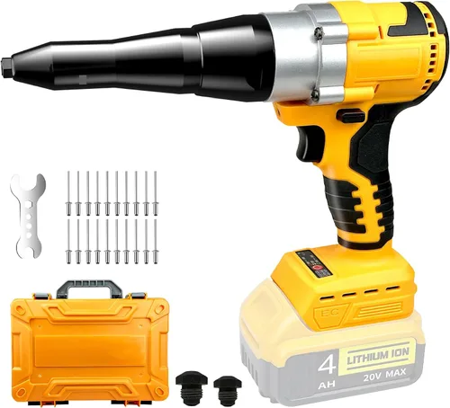 Funnywhale Pistola de remache inalámbrica compatible con batería Dewalt de 20 V máxima (sin batería), pistola de remache eléctrica, herramienta de