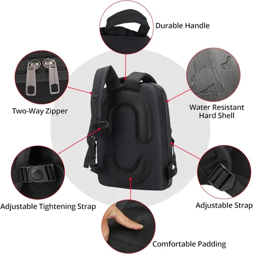 Miniatura 3 de Estuche duro portátil para combo dron DJI FPV, impermeable, a prueba de golpes, mochila, bolso de viaje para combo dron DJI FPV Gris oscuro cepillado