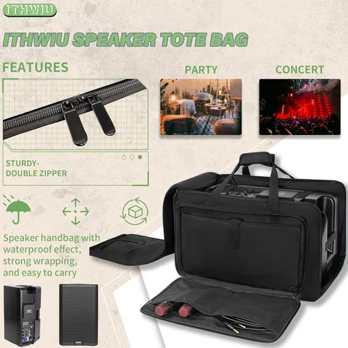 Miniatura 2 de Bolsa de transporte para altavoces con esponja engrosada para gabinetes de altavoces compactos de 10"; de servicio pesado, compatible con QSC K10