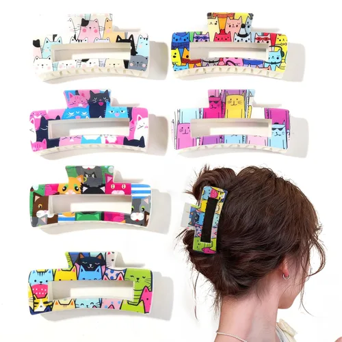Pinzas para el cabello para mujer, pinzas cuadradas grandes para cabello grueso, fino y medio, 6 pinzas de mandíbula, accesorios para el cabello