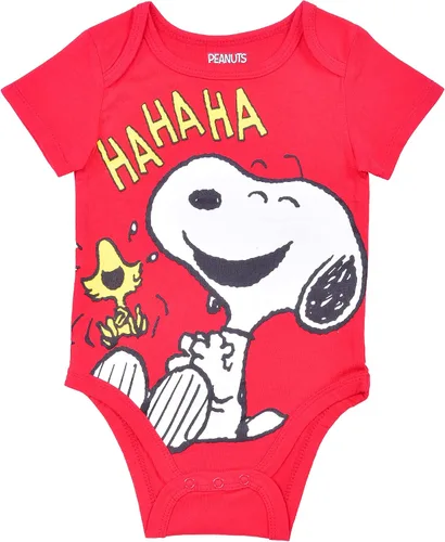 Miniatura 5 de Peanuts Snoopy Paquete de 4 paquetes de manga corta, conjunto de mameluco para bebé, talla 6M