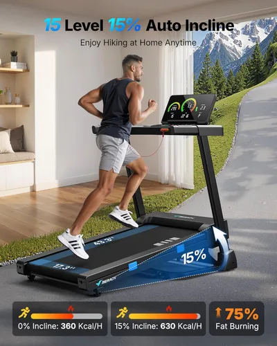 Miniatura 2 de MERACH Treadmills for Home with Incline 0%-15%, 300 LBS Capacity Double Deck Foldable Treadmill with Incline, 0.5-7.5MPH Quiet 2.5HP Brushless