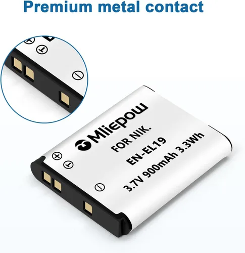 Miniatura 3 de Paquete de 2 baterías EN-EL19 (900 mAh) y cargador USB compatible con Nikon A100, Coolpix S33, S100 S2800 S3200 S3300 S3500 S3600 S4100 S4200 S4300