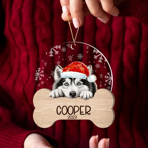 Miniatura 28 de Nazenti American Pit Bull Terrier Adorno de Navidad, adorno de perro fotográfico, adorno de perro personalizado, adornos de fotos de madera