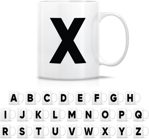 Miniatura 12 de Retreez Taza con monograma con monograma del alfabeto de la A a la Z con inicial, tazas de café de cerámica de 11 onzas – Agradecimiento