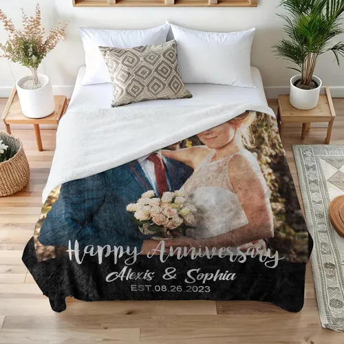 Miniatura 3 de Envía al Día Siguiente Manta Personalizada con Imagen para Mi Esposa Manta Foto Personalizada Regalo de Boda para Pareja Día de San Valentín