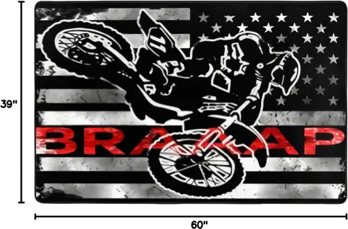 Miniatura 2 de Alfombra antideslizante de motocross con bandera estadounidense, 60 x 39 pulgadas, ultra suave, esponjosa, alfombra grande para dormitorio, sala