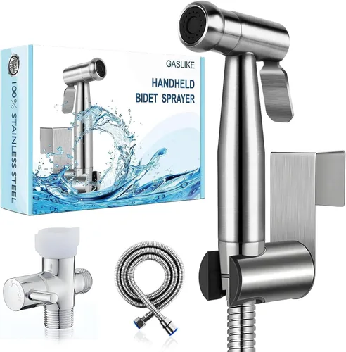 Pulverizador de bidé de mano para inodoro, juego de rociador de bidé de baño de acero inoxidable de alta calidad con manguera antifugas y 2