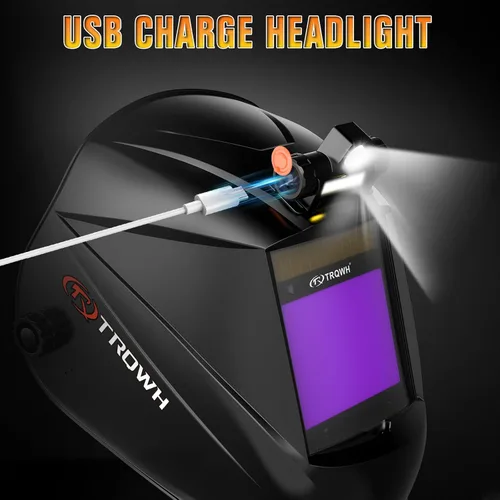 Miniatura 7 de TRQWH Casco de soldadura con vista grande 3.94" x 3.15" con oscurecimiento automático, capucha de soldadura con luz LED, energía solar, color real