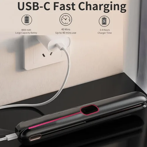 Miniatura 5 de Alisador y rizador de pelo inalámbrico 2 en 1, plancha plana portátil inalámbrica para viajes, batería recargable USB-C de 4800 mAh, calentamiento