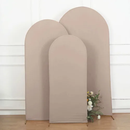 Miniatura 5 de Balsa Circle Cubierta de fondo de arco de boda con parte superior redonda de elastano mate de 5 pies para eventos, recepción, suministros de Desnudo