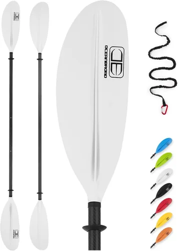 Miniatura 13 de OCEANBROAD Adjustable Carbon Fiber Kayak Paddle 86in/220cm to 94in/240cm Kayaking Oar for Adults with Paddle Leash 1 Paddle Azul
