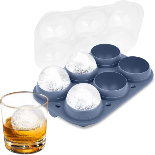 Miniatura 13 de Samuelworld - Gran molde para bolas de hielo con tapa, bolas de hielo de 6 x 2,5 pulgadas - Sin BPA, bandeja de hielo redonda de silicona fácil