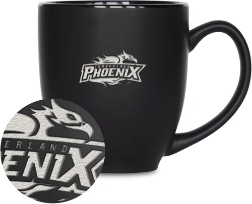 Miniatura 366 de Rico Industries - Taza de cerámica mate negra con grabado láser estándar de 15oz para NCAA (escuelas T & U) - Para bebidas calientes o frías
