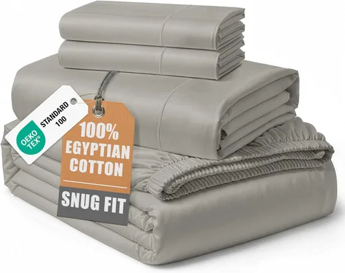 Miniatura 82 de Lane Linen Sábanas 100% de algodón egipcio, tamaño King, naturalmente transpirables y duraderas, cómodas para el invierno, ultra suaves, comodidad