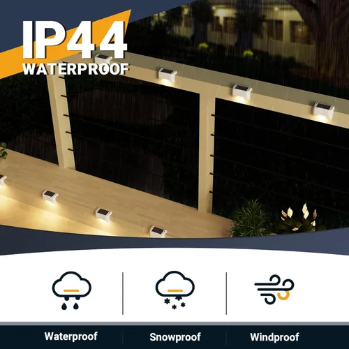 Miniatura 4 de SOLPEX - Juego de 16 luces solares para cercas al aire libre, luces impermeables LED para escalones solares para escaleras al aire libre, terraza