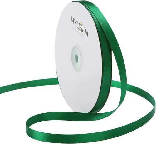Cinta de satén sólida de 3/8 pulgadas, cinta de satén verde de doble cara para manualidades, envoltura de regalos, recuerdos de fiesta, baby shower,