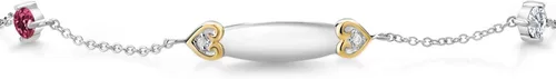 Miniatura 2 de Plata 925 y oro amarillo de 10 quilates, personalizable, turmalina rosa GH, diamante cultivado en laboratorio, Lazer, grabado con nombre inicial