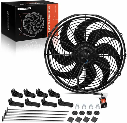 Miniatura 11 de A-Premium 6.5'' 16,5 cm Ventilador delgado universal de enfriamiento de radiador eléctrico de tracción, 12V 80W con kit de montaje