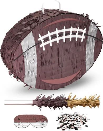Miniatura 10 de Piñata de pelota de tenis – Incluye palo de madera, vendaje para los ojos y confeti – 13 x 13 x 3 pulgadas – Perfecto para deportes o decoraciones