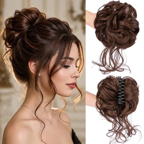 Miniatura 20 de Extensiones de cabello con moño desordenado, superlargas, estilo recogido, recogido, con banda elástica, para mujeres y niñas (12H24)