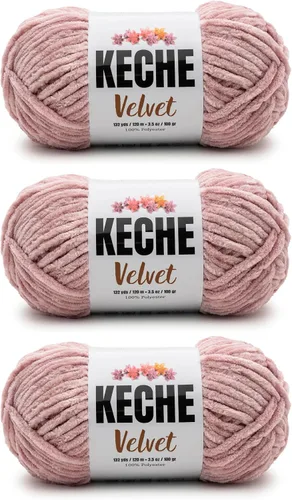 Miniatura 97 de Keche Hilo de terciopelo para ganchillo, manta de felpilla suave, voluminosa, hilo amigurumi, 3.53 oz (132 yardas), color azul bebé