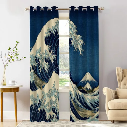 Miniatura 87 de Shrahala Abstract Pattern Geometric Blackout Window Curtains, Concentric Squares Thermal Insulated Curtains Grommet Long Drapes for Bedroom,Living