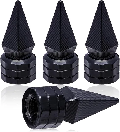 Miniatura 18 de 4 piezas de tapas de válvula de rueda con forma de punta, válvula de rueda de aleación de aluminio con punta, tapas de aire universales a prueba