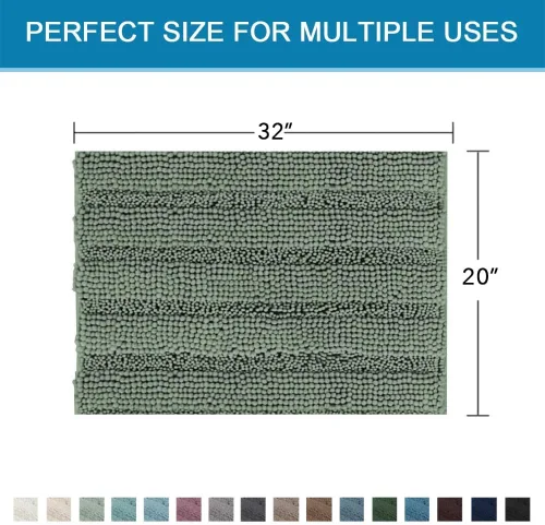 Miniatura 145 de H.VERSAILTEX Tapetes de baño antideslizantes para baño, alfombras de baño extragruesas de felpilla a rayas, tapetes de baño de 47" x 17", alfombras