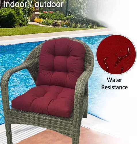 Miniatura 4 de Srutirbo Juego de 2 cojines de asiento para sillas de exterior, impermeables, 19 x 19 pulgadas, en forma de U, para sillas de patio y sillas Rojo