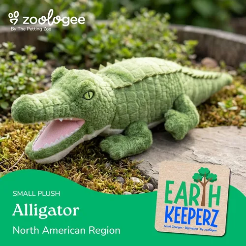 Miniatura 2 de The Petting Zoo Peluche de cocodrilo, regalos para niños, animales de vida silvestre Earth Keeperz, juguete de peluche de cocodrilo verde Zoologee