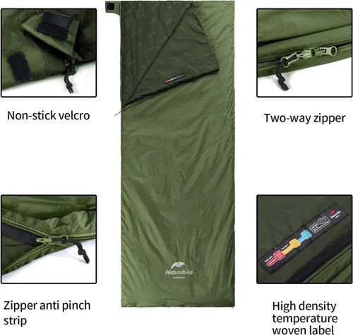 Miniatura 4 de Naturehike Saco de dormir ligero y compacto, sobre de 59 ℉/32 ℉, ultraligero para mochilero, portátil, impermeable, con saco de compresión para frío
