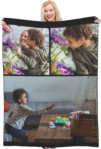 Miniatura 10 de Manta personalizada con foto y texto, manta personalizada con imagen, manta de franela para regalos personalizados para niños, adultos, amigos