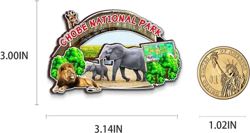 Miniatura 3 de Chobe National Park Botswana imán imán de nevera 3D hitos de madera viaje coleccionables, recuerdos decoración hecha a mano