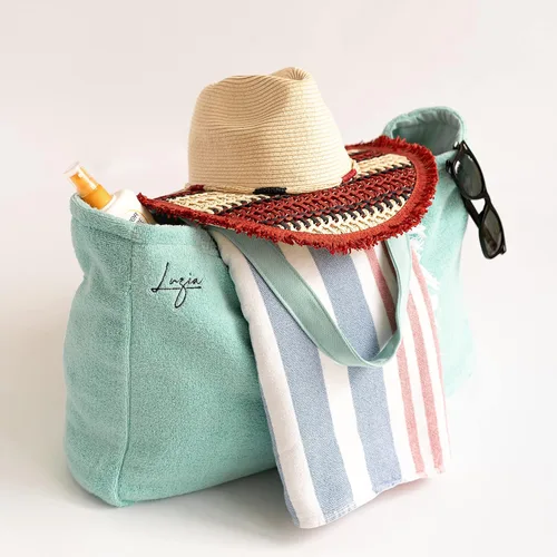 Miniatura 6 de Luzia Bolsa de playa y piscina, extra grande, reversible, hecha de algodón suave de alta calidad