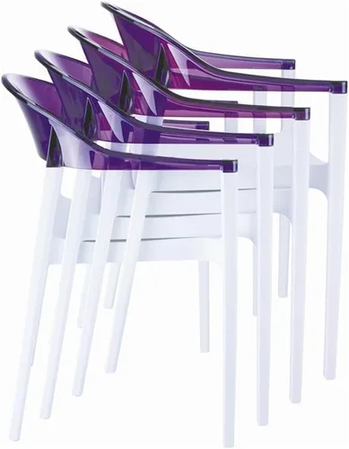Miniatura 10 de Compamia Carmen - Silla de comedor para patio con asiento blanco brillante (juego de 2)