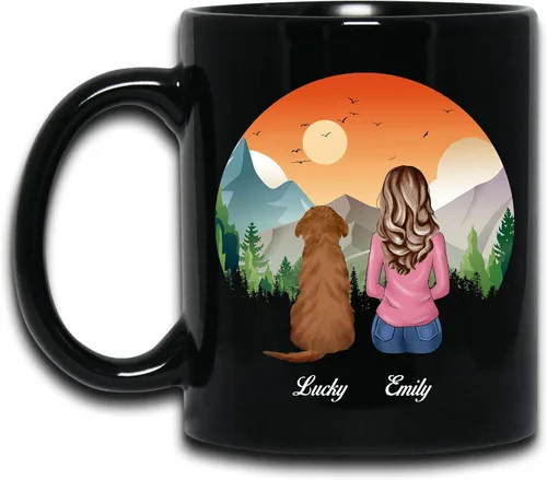 Miniatura 4 de WHIDOBE Taza personalizada de perro (niña – perro) personalizada de 11 onzas, 15 onzas con avatares, nombres, razas – Taza «Dog Mom» para mujeres