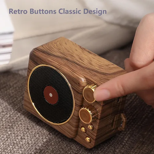 Miniatura 2 de Mini altavoz de música retro vintage inalámbrico portátil al aire libre altavoces estéreo fuerte altavoz de sonido integrado soporte de micrófono