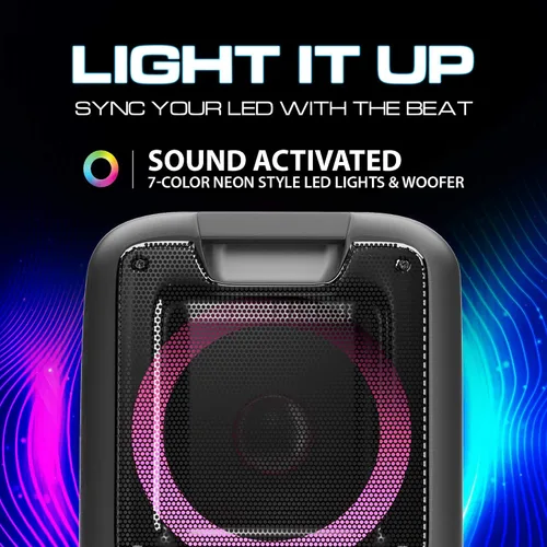 Miniatura 7 de Dolphin - Altavoz Bluetooth portátil con sonido activado, TWS, potentes X-Bass, woofers duales de 10 pulgadas, batería de larga duración