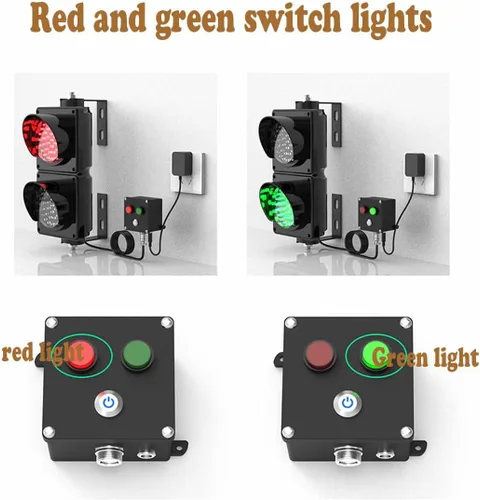 Miniatura 5 de Semáforo LED industrial, 2 luces de tráfico de muelle de carga rojo/verde, luz de parada/marcha industrial de 4 pulgadas, con control