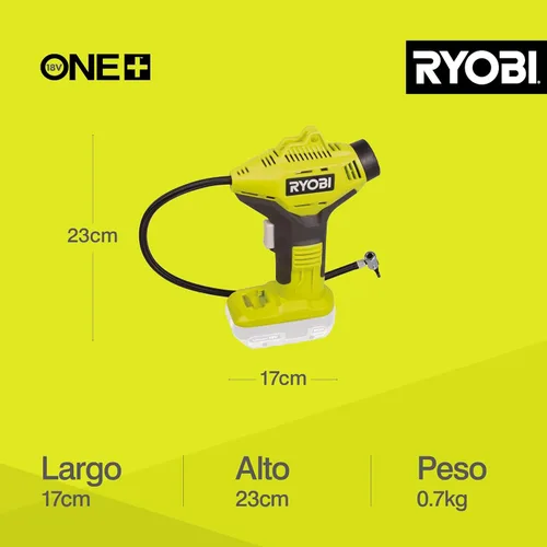 Miniatura 4 de Ryobi Inflador inalámbrico de alta presión R18PI-0 18V ONE+ (solo cuerpo)