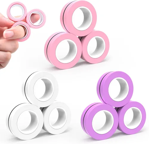 Miniatura 17 de Cevioce Juego de 15 anillos magnéticos giratorios, paquete de spinners magnéticos para ansiedad TDAH para adultos y adolescentes, juguete de alivio