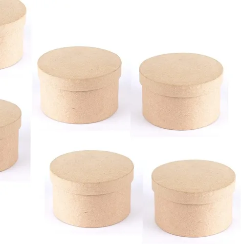 Miniatura 6 de Paquete de 12 cajas redondas de papel maché en relieve de Factory Direct Craft – Cajas redondas de papel maché en relieve con tapas. Úsalo como una