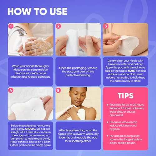 Miniatura 3 de Almohadillas de hidrogel para pezones de 16CT para lactancia materna con lanolina, almohadillas calmantes de gel refrescante para pezones doloridos