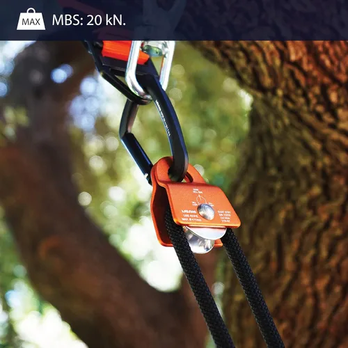 Miniatura 5 de Fusion Climb Ekat Micro Polea de oscilación lateral de aluminio, tirolesa para patio trasero, carretilla Naranja