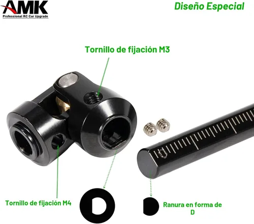 Miniatura 6 de AMK Eje de transmisión SCX10 con rayas separables de 2.677-9.016 in de acero inoxidable TRX4 para 1/10 RC Crawler Sportys Scalers GSPEED Axial Capra